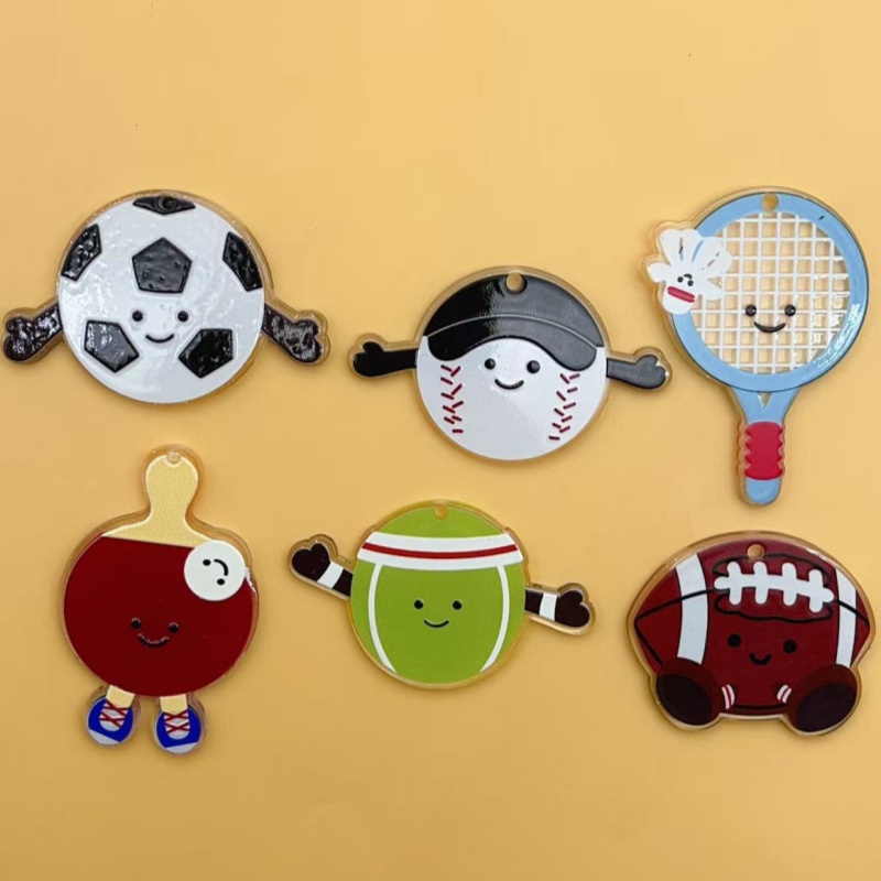 10 pçs acrílico rugby futebol  - Badminton Date avaliação e preço